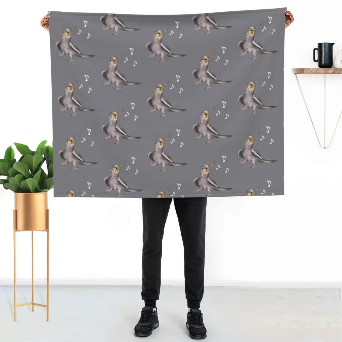 Singing Cockatiel - happy bird with music notes Throw Blanket Nap Warm christmas gifts Sleeping Bag Custom Blankets