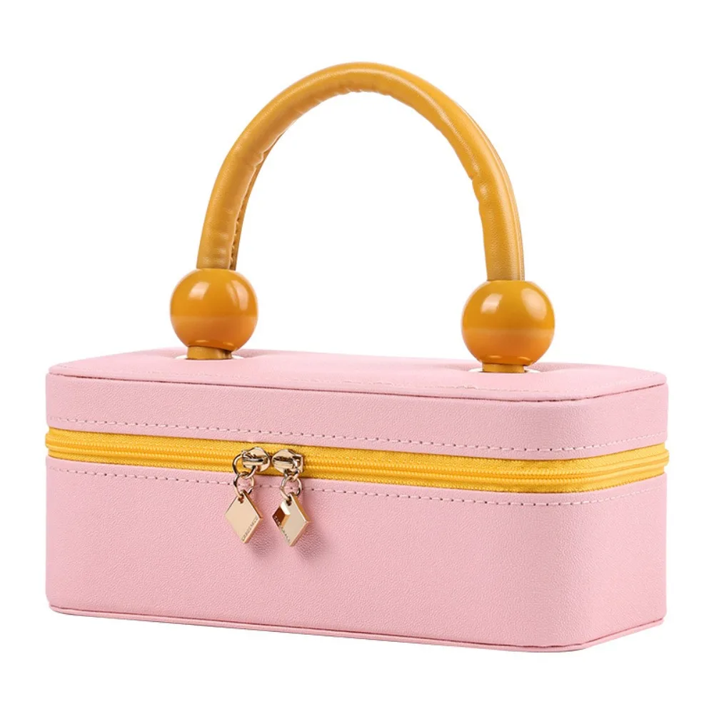 

Portable Large Capacity Jewelry Box Multi-grids Hand-held Jewelry Storage Case Dust-proof Leather Necklace Storage Box Home