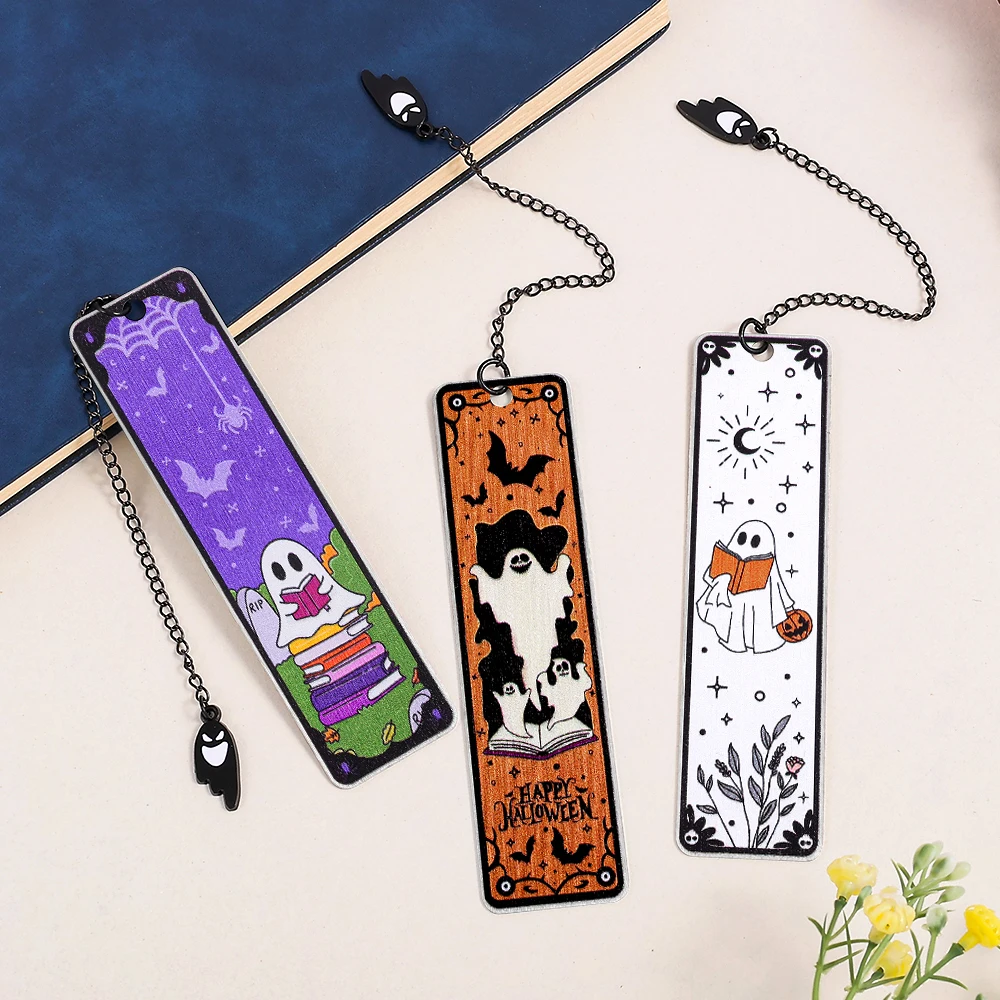 Halloween-Geister-Lesezeichen aus Edelstahl, süßes Lesezeichen für Damen, Halloween-Geschenk für Freunde, Lesezeichen-Accessoire für Lehrerinnen.
