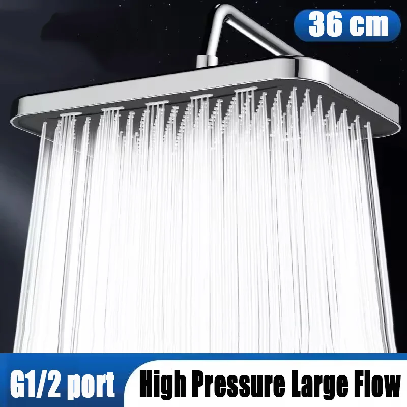 1PC 360MM High Pressure Big Panel Shower Head High Flow 14 Inches Pressure Boosting Design Bathroom Showerhead 36CM Top Shower
