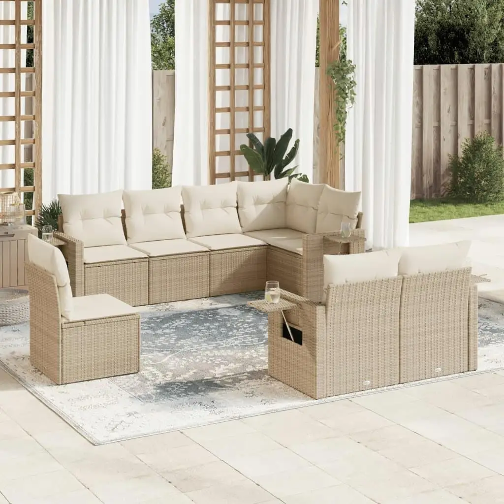 

Large Beige PE Rattan Foldable Outdoor Garden Sofa Set Comfortable Patio Furniture for Relaxing and Entertaining