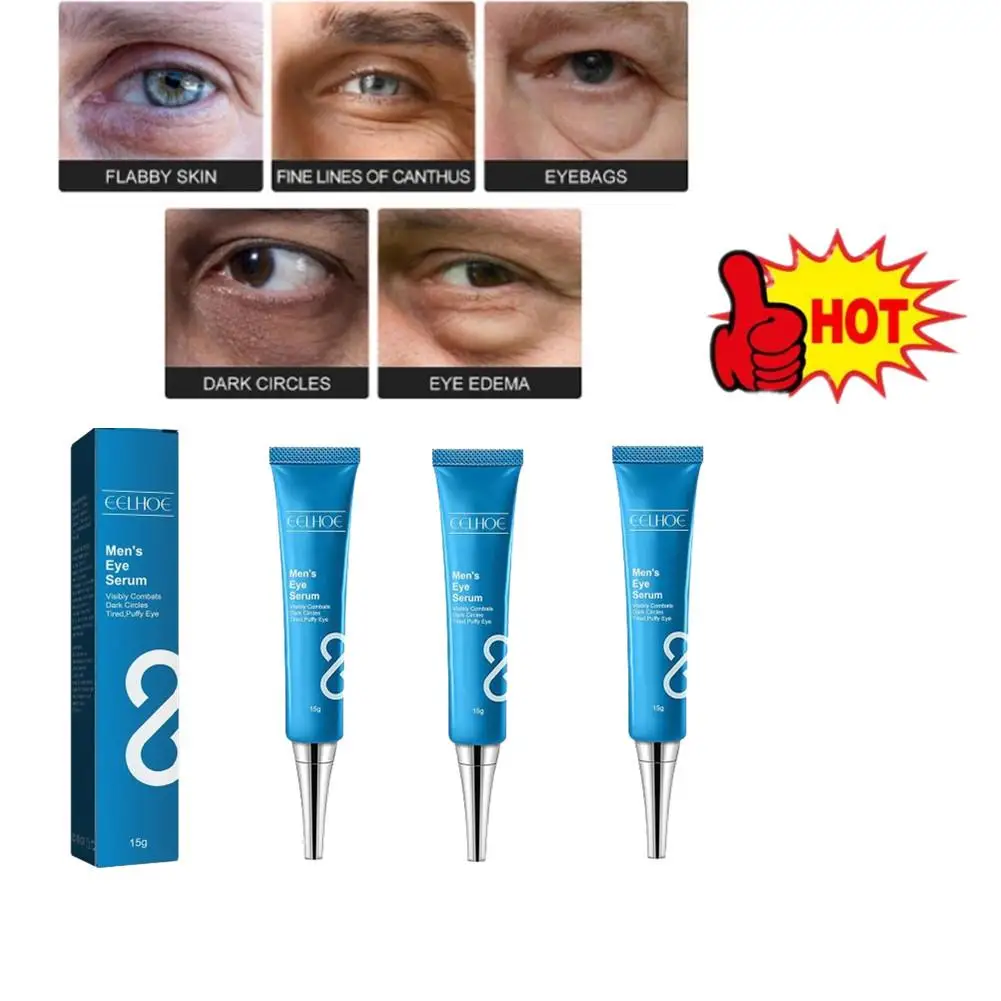 Sérum anti-âge pour les yeux pour hommes, élimine les poches sous les yeux, améliore la sécheresse de la peau, anti-poches, dissolvant déformable, soins oculaires, 3 pièces