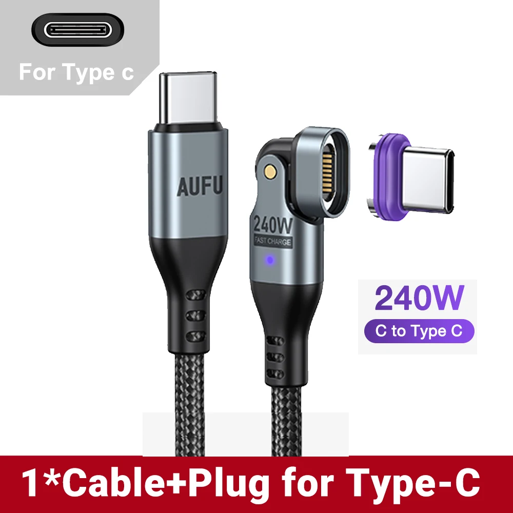 AUFU 16pin 180 Drehen Magnetische Kabel 240 W Schnelle Lade Micro USB Typ C Kabel Für iPhone Xiaomi Samsung Magnet USB Telefon Kabel