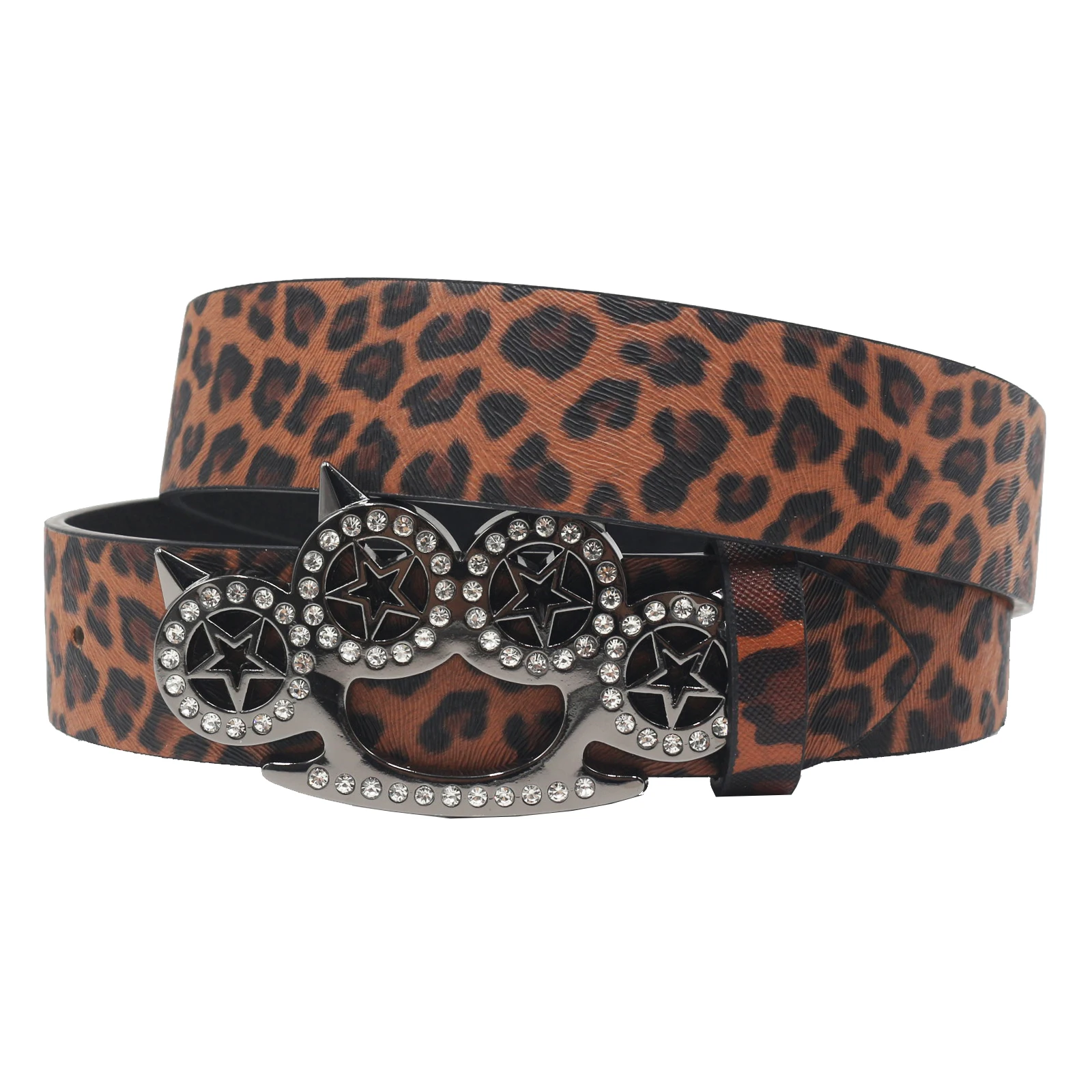 Leopard print Trendy Women\'s Belt Elegant Shiny Rhinestone CAT Soft  Belts Wide Fashion Pants, Dress Waistband
