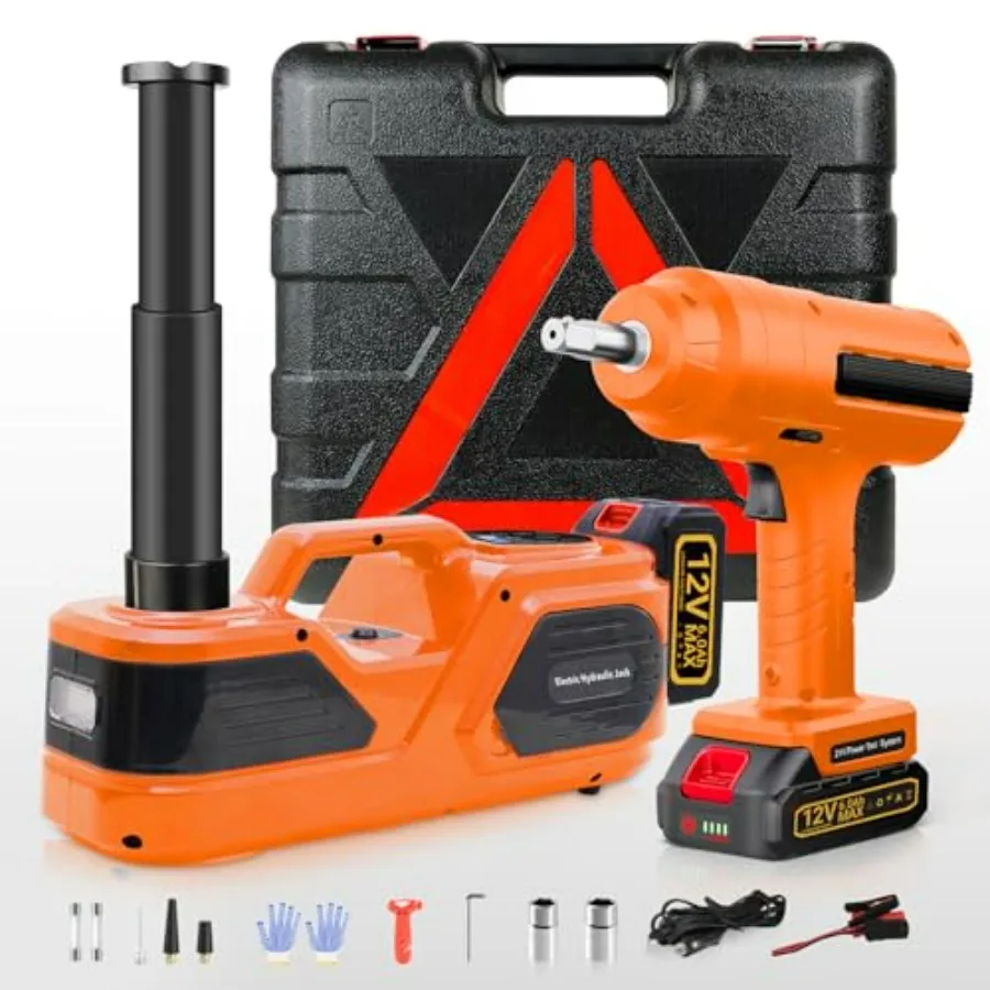 

5-тонный беспроводной электрический автомобильный домкрат с гидравлическим подъемником, литиевой батареей, двухцилиндровым воздушным насосом, сенсорным LCD-экраном - портативный, модель C