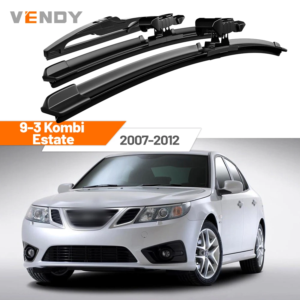 

For Saab 9-3 Kombi Estate 2007-2012 2008 2009 2010 2011 Front & Rear Windshield Wiper Blades Windscreen Wipers Set Accessories