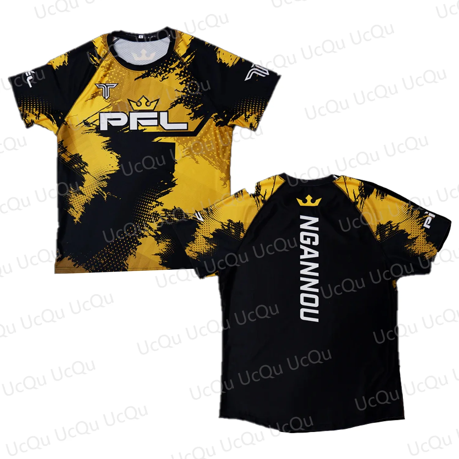 2024 New Arriavl Summer Free Sparring PFL Ngannou Walk Out Raglan Short Sleeve Jersey Supporter T-Shirt Oversized Boxing Jersey