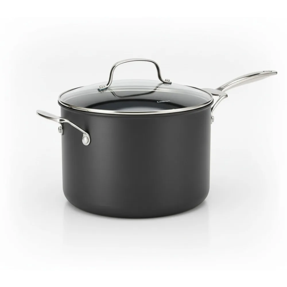 

8-Quart Nonstick Stockpot with Lid, Hard-Anodized Aluminum Cookware for Home Chefs, Durable & Oven Safe