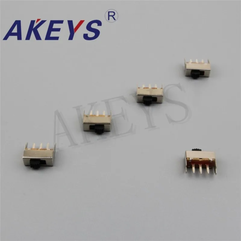 10PCS SS-12F04 1P2T-G10 Single pole double throw slide switch 3 pin verticle type with 2 fixed pin handle heights