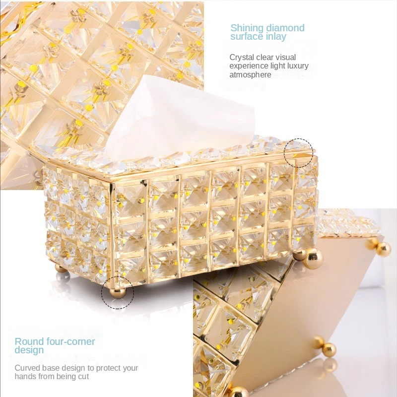 Crystal Facial Tissue Box Holder Crystal Cube Napkin Dispenser Bedroom Office Hotel Cafe Coffee House Bar Diamond Sparkle Boxes