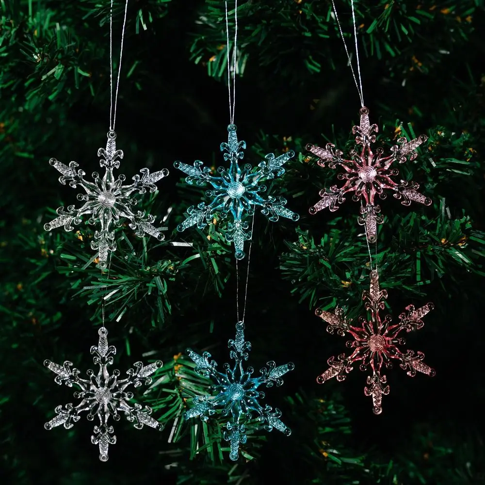 

Acrylic Christmas Snowflakes Transparent DIY Acrylic Snowflake Pendant Crystal Snowflake Hanging Pendant Xmas Tree Ornaments
