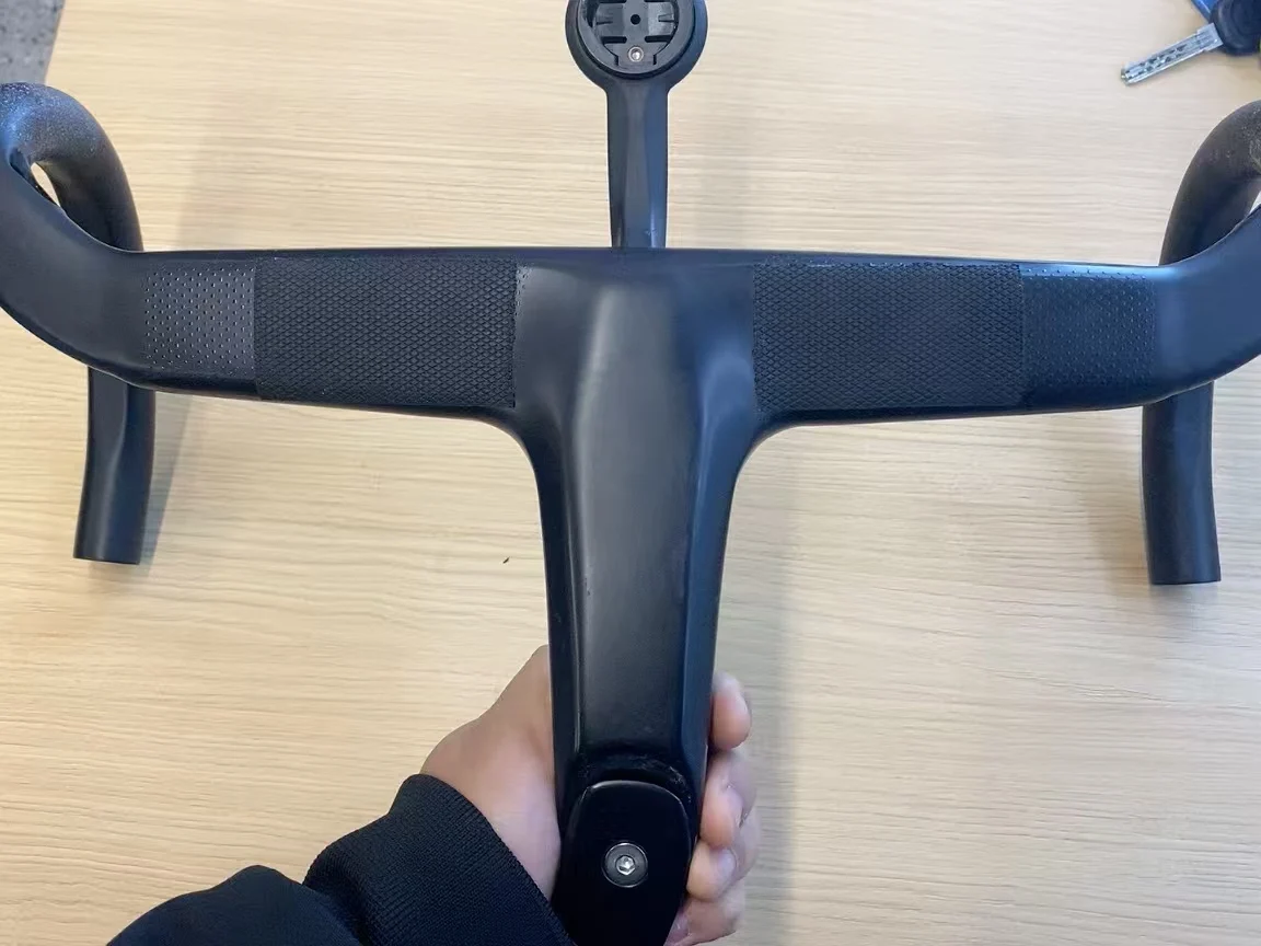 مقبض من ألياف الكربون لدراجة الطريق EXS t AeroVer، مع محول 31.8 مم من ألياف الكربون المدمجة، مقبض منحني 28.6 مم داخليًا بالكامل