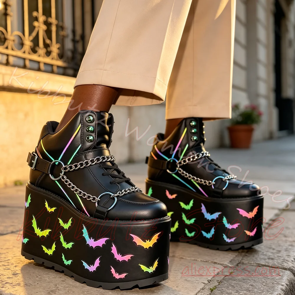 Women Platform Sneakers Bat Pr - Street Fashion Goth review and price