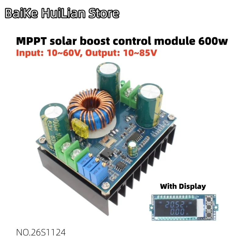 1pcs/lot MPPT solar panel boost charging control module 600W 10-60V18V36V to 12V-85V48V72V