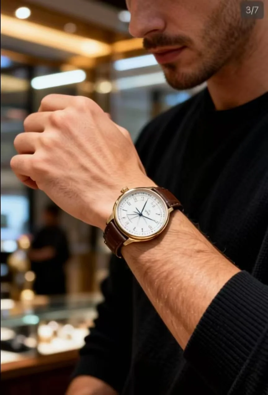 Fashionable classic men's mechanical watch retro ultra-thin small dial meridian calendar free men's watch