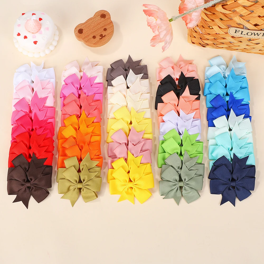 30/40 stücke Baby Mädchen Ripsband Bögen Haar Clips Nette Zufällige Farbe Bowbot Windrad Kleinkind Hairgripes Haar Zubehör