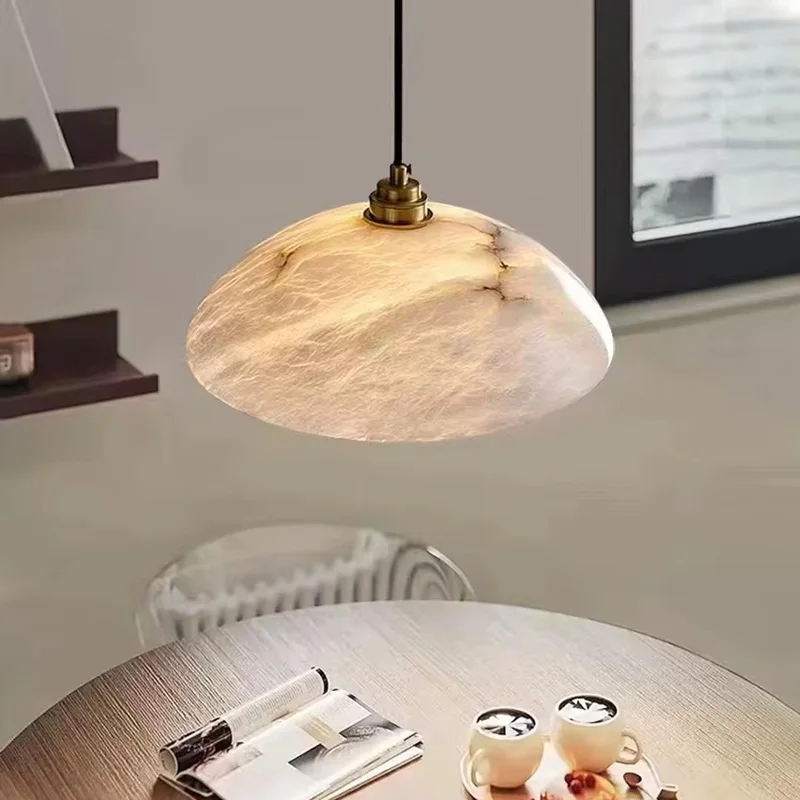 

Modern Copper Light Luxury Pendant Lamp Marble Bedside Bedroom Hotel Dining Room Kitchen Stone Hallway Hanging Lighting Led