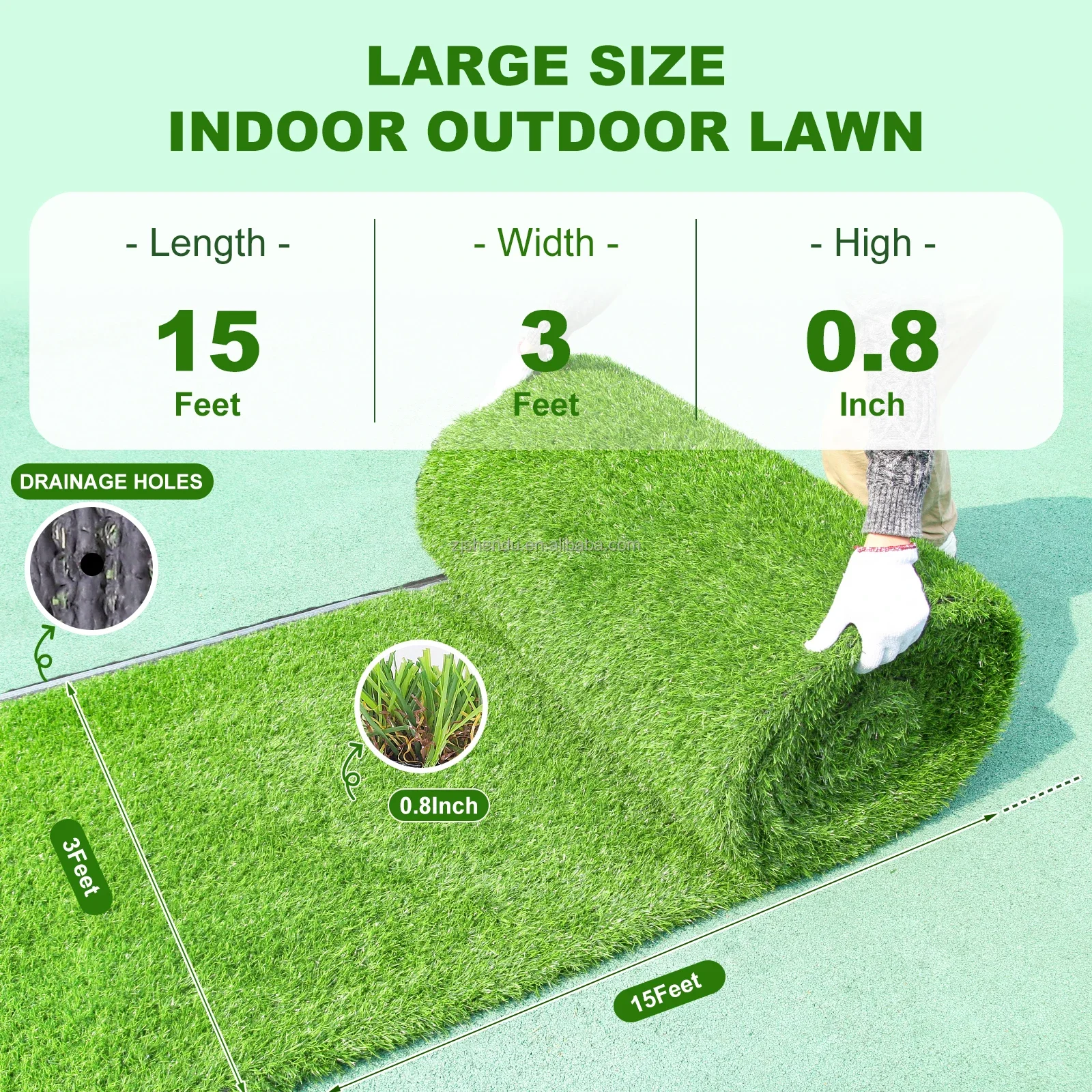 2026 3FT*10FT USA Stock Artificial Grass 20mm/0.8in  Indoor and Outdoor Garden Decoration, Leisure Grass, Pet-friendly Green Car