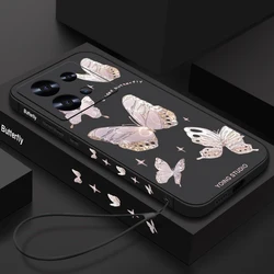 Crystal Butterfly Lanyard Case For Xiaomi Redmi Note 13 14 12 11 Pro 5G 10 11s Mi 11 Lite 5G NE Poco F6 X6 X5 Pro 11T 13T Pro