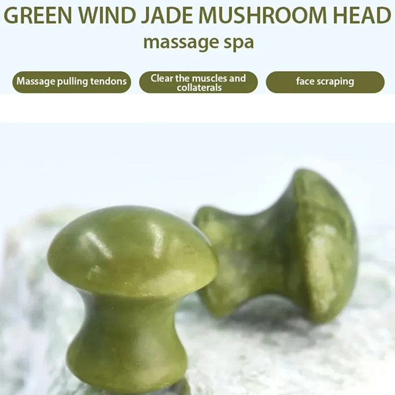 Jade Massage Stones Mushroom Shape Essential Oil Hot Stones Massages Warmer for Home Spa Relaxing Healing Scraping Massage Board