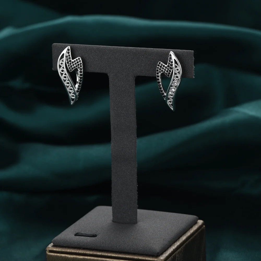 Black Awn 2026 New Heart Hoop Earrings For Women Classic Silver Color Trendy Spinel Engagement Fashion Jewelry I278