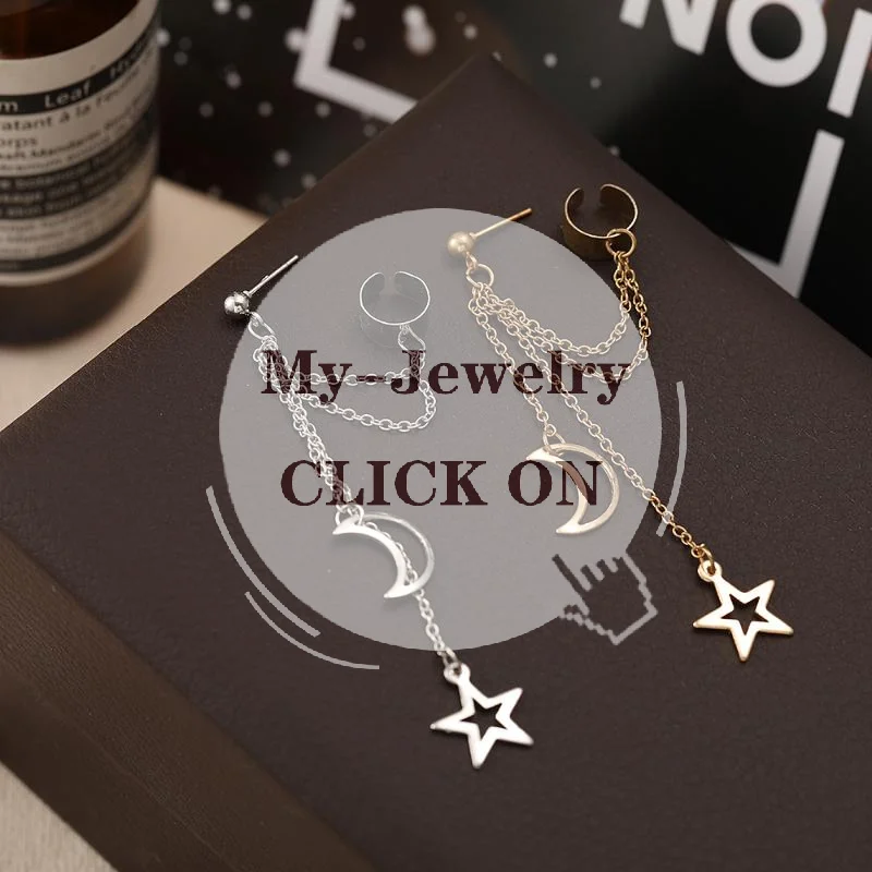 

Modern Vintage Metal Earrings for Women with Long Chain Ear Clip Dangle for Fashion Enthusiasts