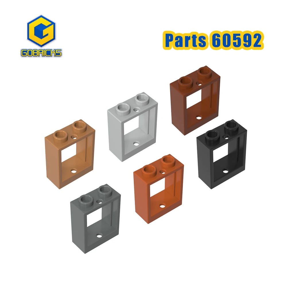

Gobricks 50 шт. 60592 MOC, разноцветное окно 1x2x2, кирпичная плоская передняя часть, строительные блоки, серый и белый образовательный аксессуар