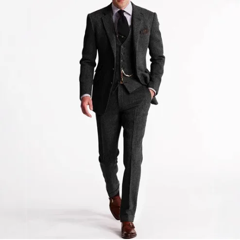 

Men Blazer Suits 3 Piece Set Coat Pants Vest Suit Jacket Waistcoat Trousers Single Breasted Banquet Ensemble 2025 Party Outfits
