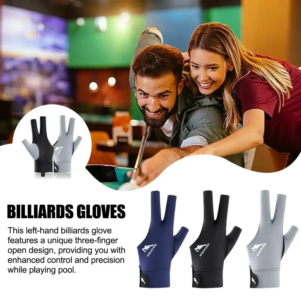 Billiard Gloves, Unisex Pool Gloves, 3 Open Finger Billiard Pool Gloves For Left Hand For Men Women Billiards Accessories J7y6