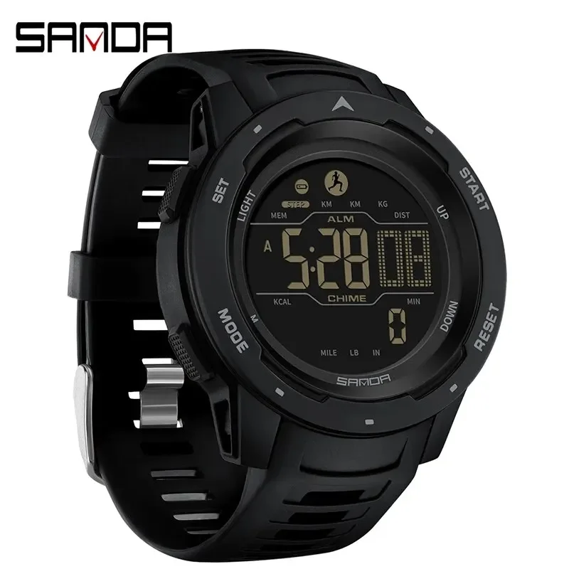 SANDA NEW Men's Sports Watch, Pedometer & Calorie Counter, 50M Waterproof LED Digital Military Wristwatch, Relogio Masculino