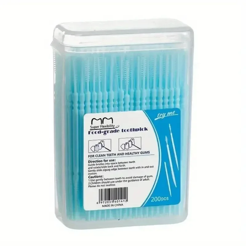 

200pcs/box Plastic Toothpicks Double-headed Disposable Interdental Brush Dental Tooth Flossing Head Oral Hygiene Clean The Mouth