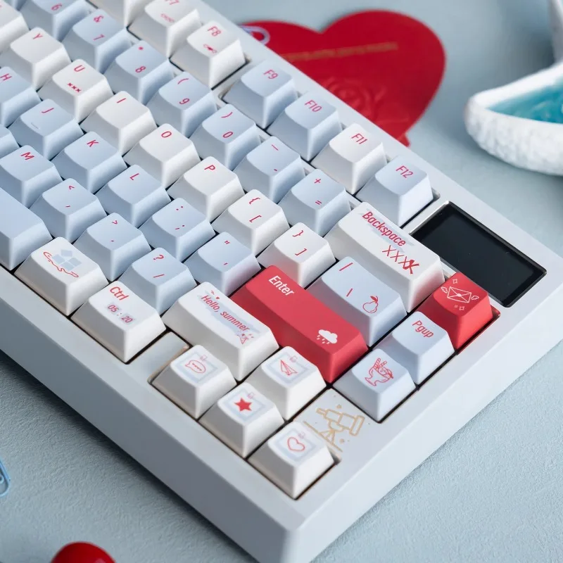 

URE Summer Keycap Customization Cherry Profile Blue Full Set PBT Sublimation Cherry Profile Mechanical Keyboard Wooting