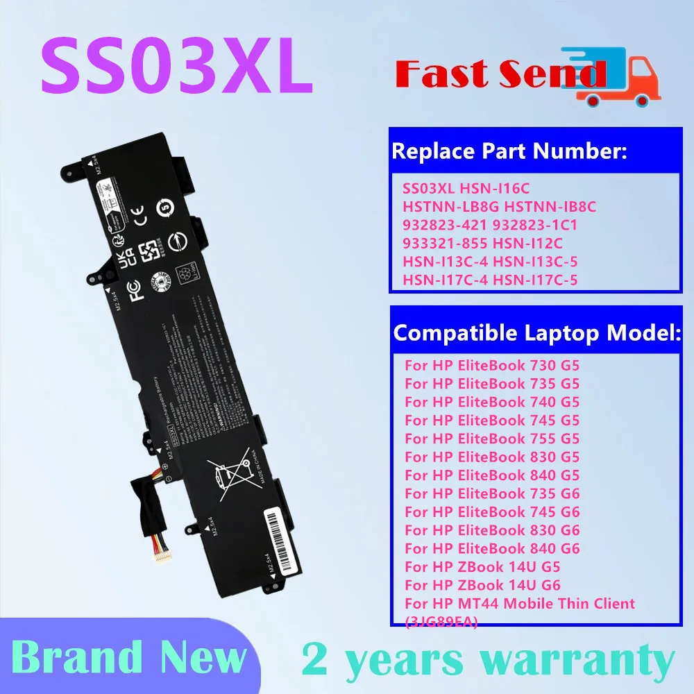 SS03XL Laptop Battery FOR HP For HP EliteBook 730 735 740 745 755 830 840 G5 G6 ZBook 14U G5 HSTNN-LB8G HSTNN-IB8C HSN-I12C