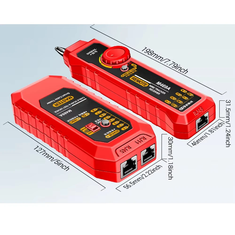 M469A Netzwerkkabel-Tracker, Signalleitung, Finder, RJ45, RJ11, Netzwerkanalysator-Tool zur Erkennung von Telefonleitungsdrähten