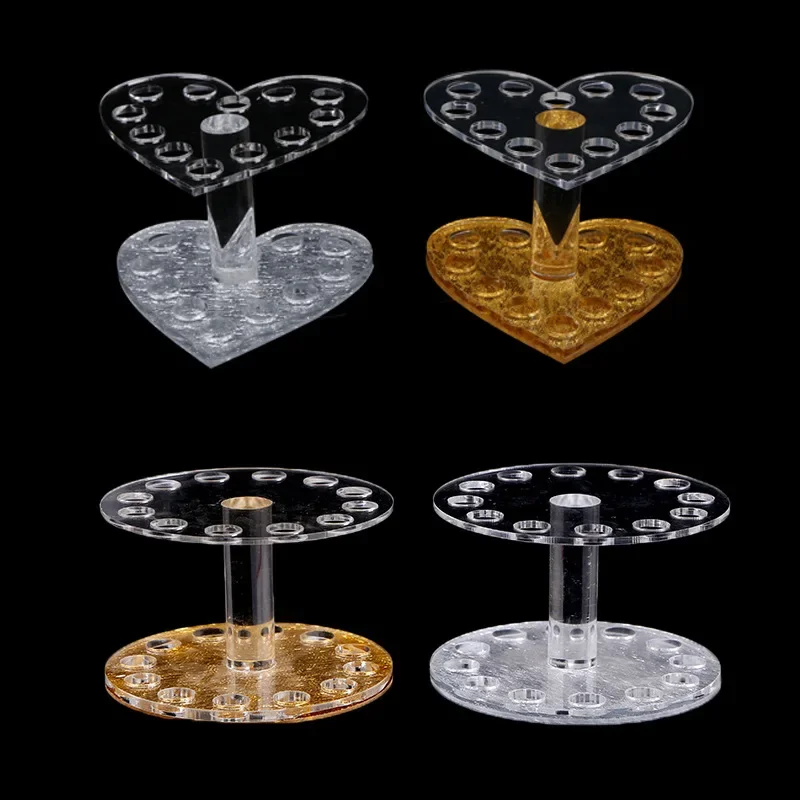 Nail thickening/thin acrylic pen holder gold and silver heart-shaped pen holder round pen holder nail tool