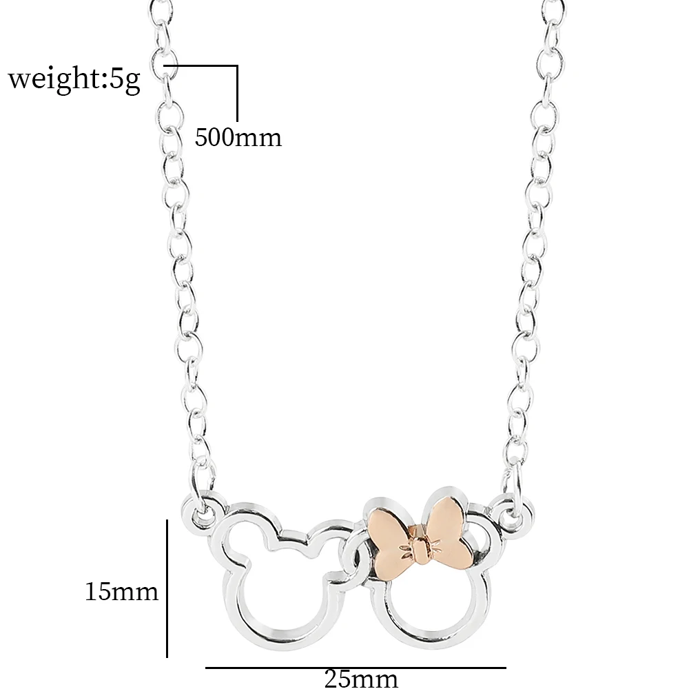 Disney Mickey Mouse Necklace and Earrings Set Simple Mickey Pendant Necklace Fashion Y2k Jewelry for Women