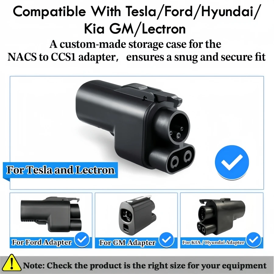 NACS-CCS1 EV 충전기 어댑터 보관 가방 (테슬라, 포드, 현대, 기아, GM, 렉트론용) 보호 가방, 슈퍼차저 어댑터 케이스 썸네일 3