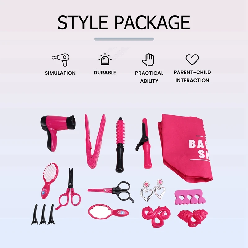 Kinderen Speelgoed Fantasiespel Kappers Haar Simulatie Spel Kinderen Haar Styling Tools Föhn Curler Make-up Kit Speelgoed