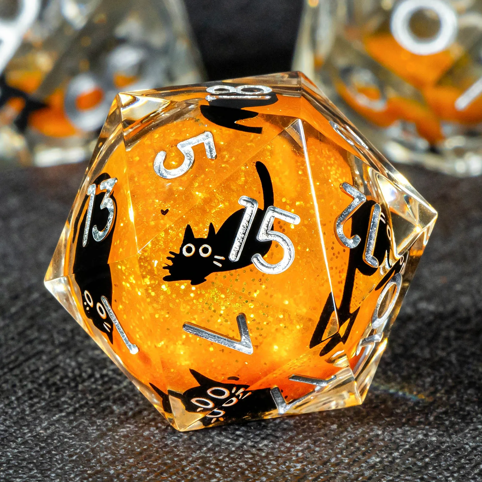 

Cat Liquid Core DND Dice Set, Sharp Edged D&D Dice Set, Resin Polyhedral Dice Set for Dungeons and Dragons, Role Playing Game