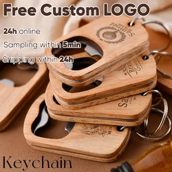 2PCS Free Personalized Logo Wooden Bottle Opener Gift for Groomsmen Wooden Custom Bottle Opener Anniversary Gift Father's Gift