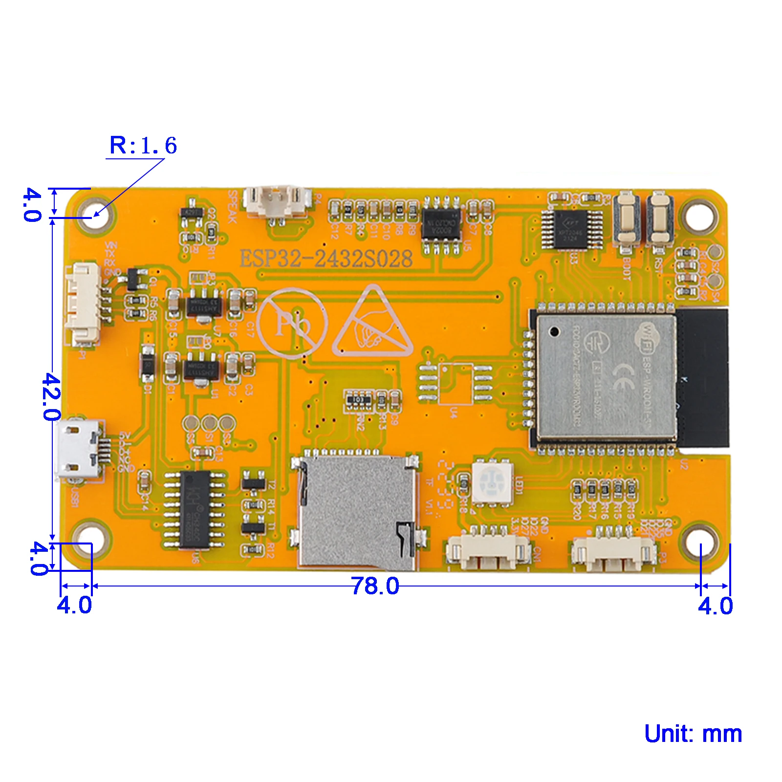 2.8inch ESP32 Module TFT LCD Display with Acrylic Case Dual-core ESP32-2432S028R WIFI+BT 240X320 ILI9341 Resistive Touchscreen