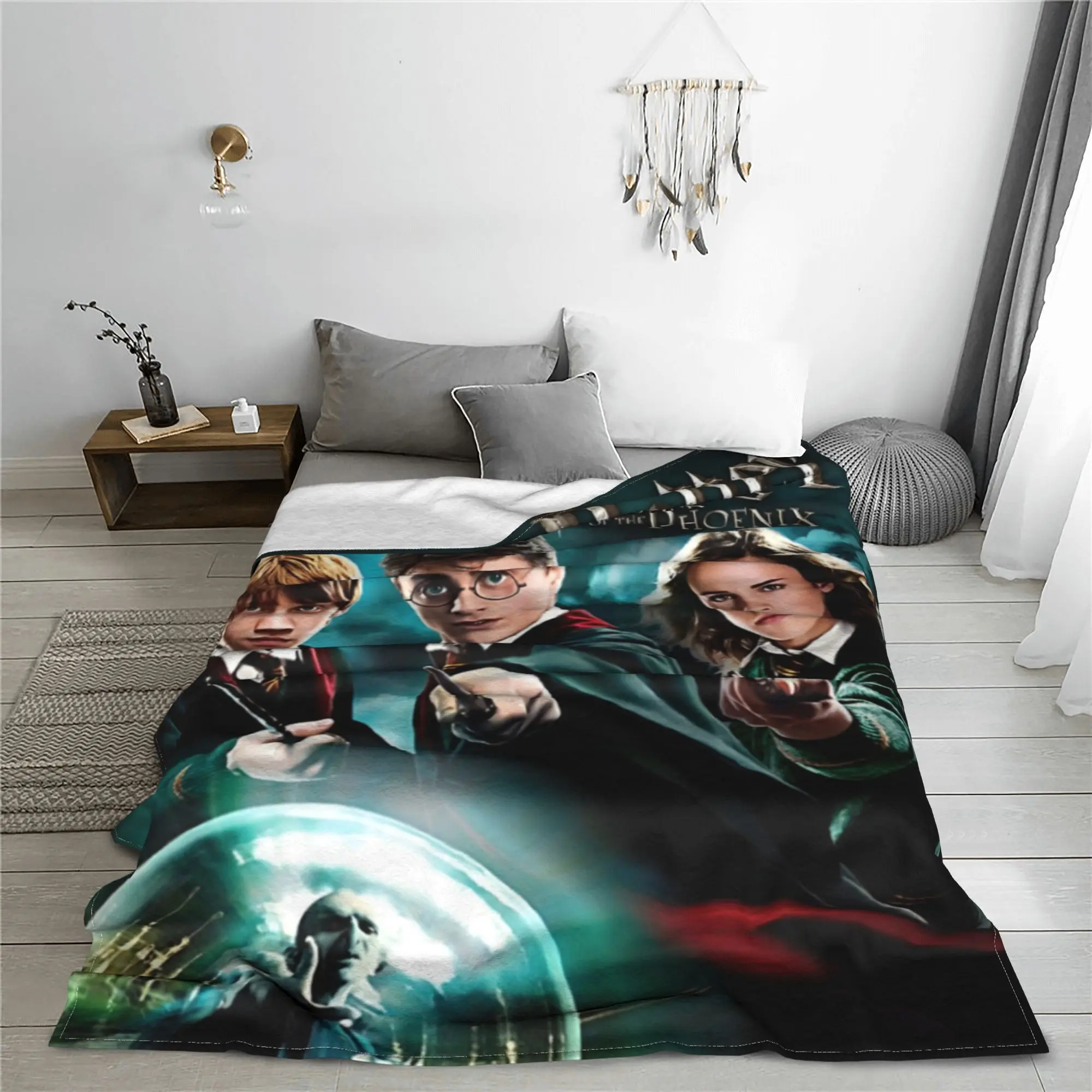 Harries Movie P-Potters Magic World Flannel Throw Blankets Fantasy Movie Blanket Bed Outdoor Lightweight Thin Outdoor Portable