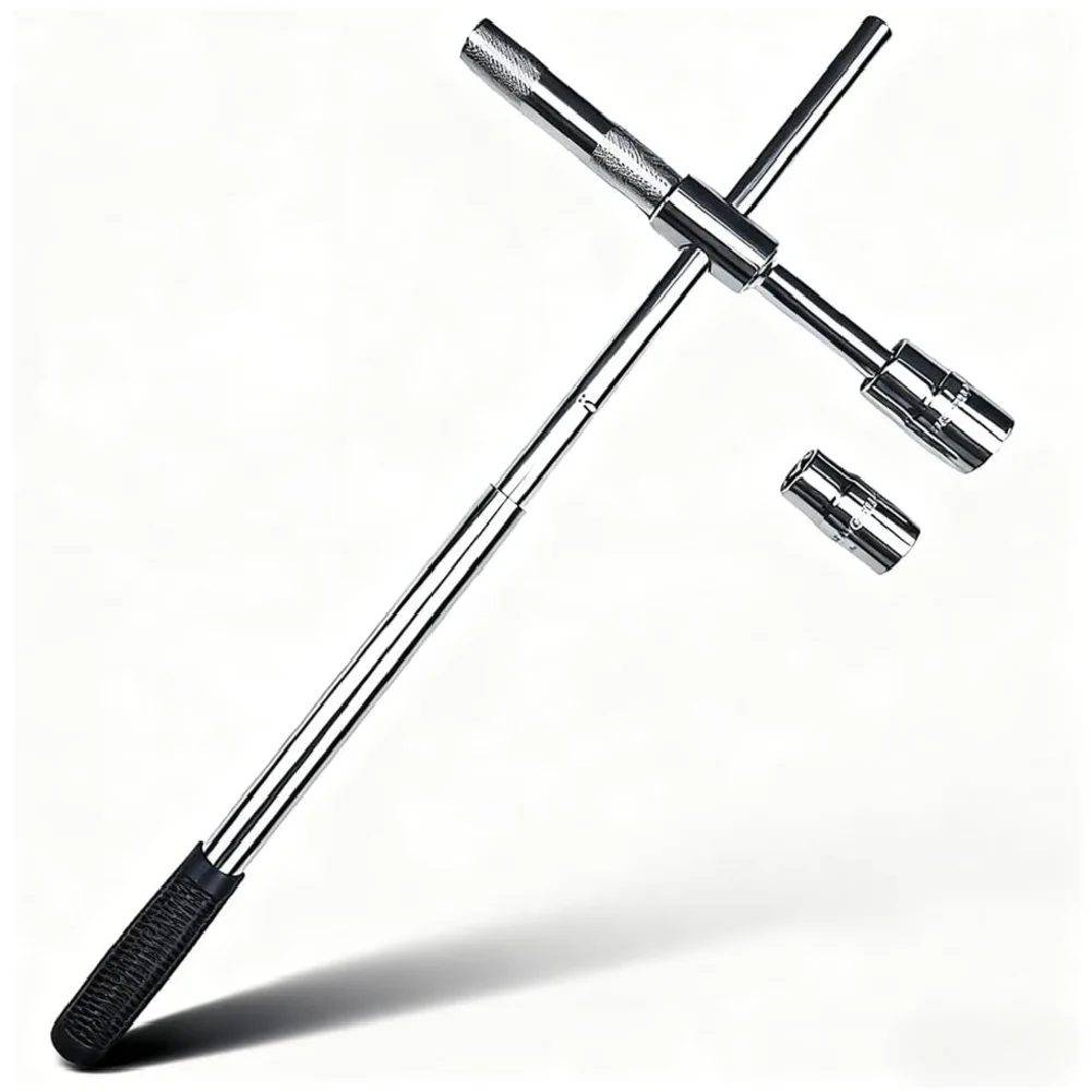 

23" Universal Extended Lug Wrench 4-Way Heavy Duty Tire Iron with 17mm/19mm/21mm/23mm Sockets Extendable Folding Wheel Nut
