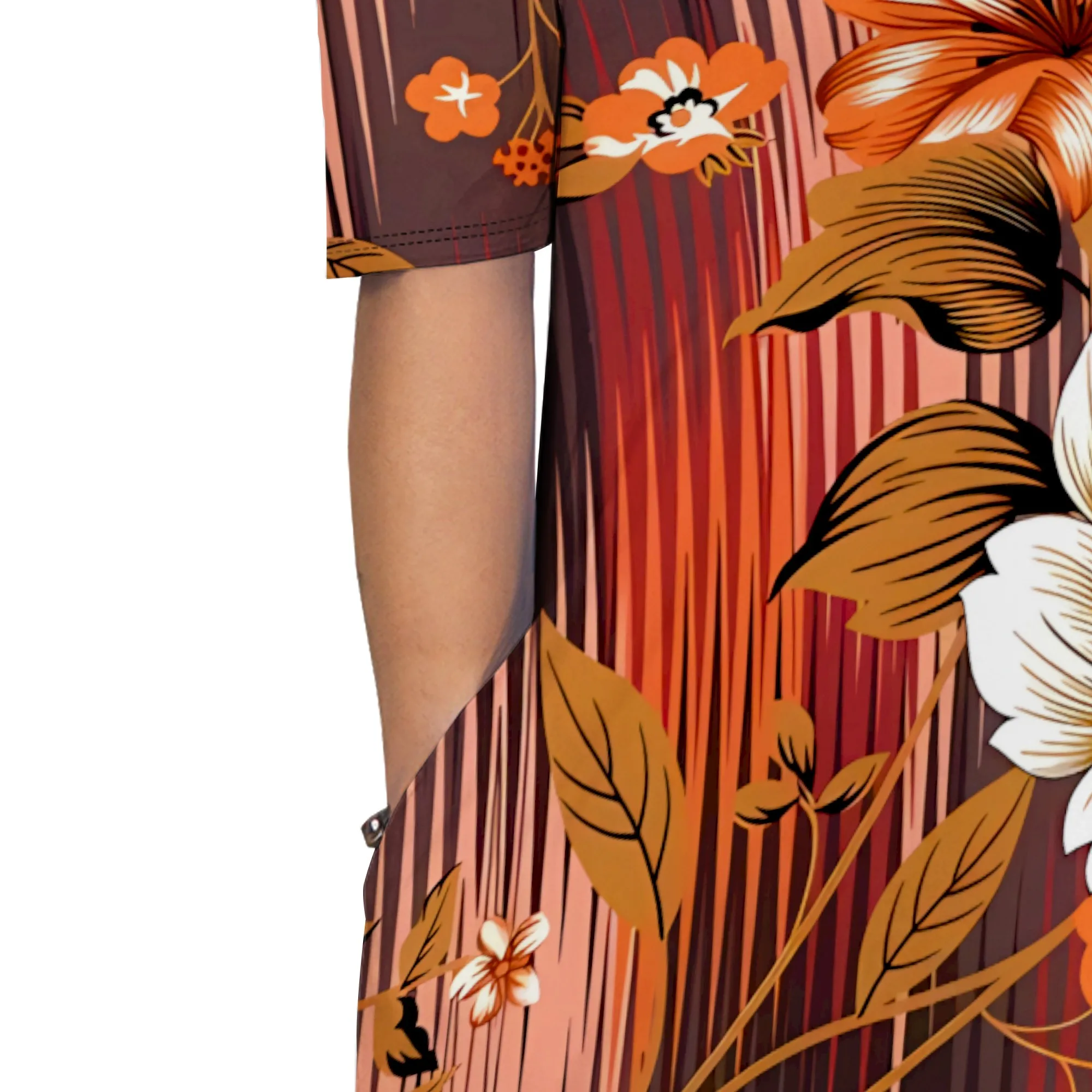 Boho Off Shoulder Maxi Dress Women Brown Floral Stripe Print Casual Summer Long Dress