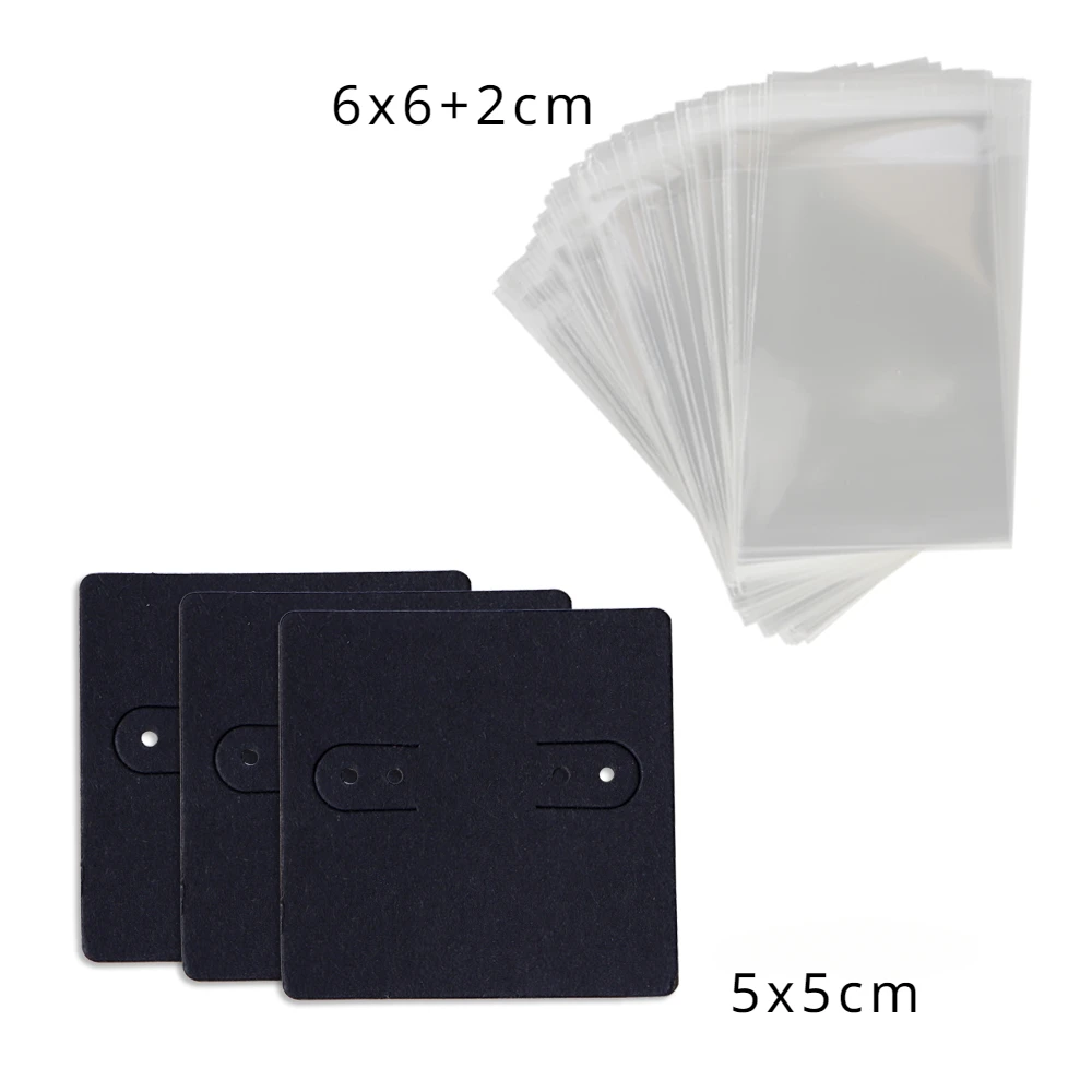 بطاقة ورق كرافت للعرض ، أقراط مربعة ، مورد إكسسوارات يدوية الصنع ، بيع بالجملة ، 50 مجوهرات ، 5x5cm #3