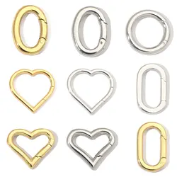 3pcs/lot 316 Real Stainless Steel Mirror Polish Heart Circle Clasps Fashion Oval Spring buckle Finding For Jewelry Making