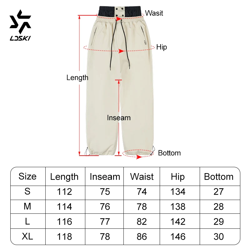 LDSKI Ski Pants Oversize 3L Waterproof Breathable Warm Polar Fleece Thick Powder Skirt Snowboarding Hiking Trouser Women Men