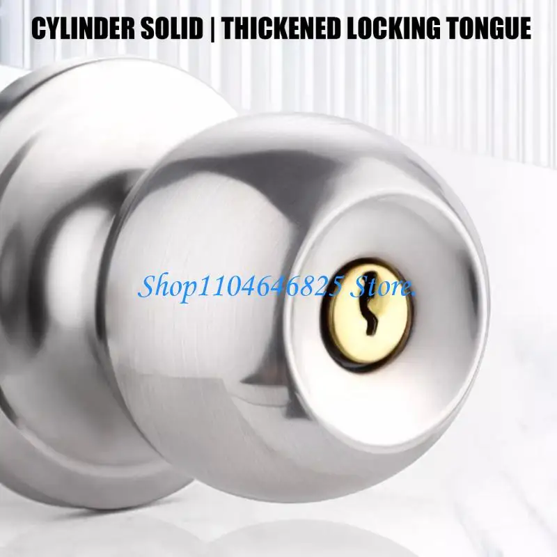 Door Knob Lock, Round Interior Lock Hardware with Adjustable Bolt for Study Use