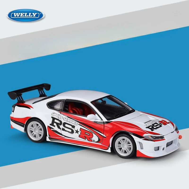 

WELLY 1:24 Nissan Silvia S15RS-R имитация сплава модель автомобиля игрушка для детей бойфренд подарок на день рождения коллекция миниатюрный Voiture