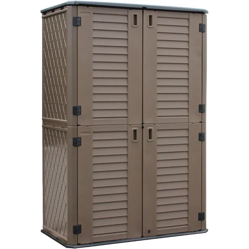 KINYING Outdoor Storage Shed Waterproof, Resin Vertical Outdoor Storage Cabinet for Patio Furniture, Garden Tools